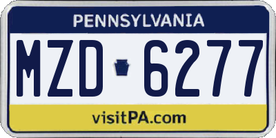 PA license plate MZD6277