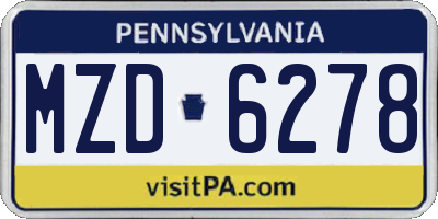 PA license plate MZD6278