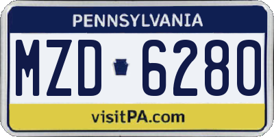 PA license plate MZD6280