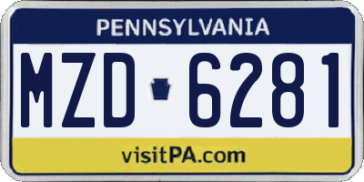 PA license plate MZD6281