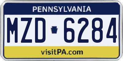 PA license plate MZD6284