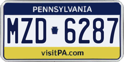 PA license plate MZD6287