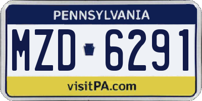PA license plate MZD6291