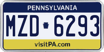 PA license plate MZD6293
