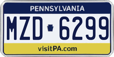 PA license plate MZD6299