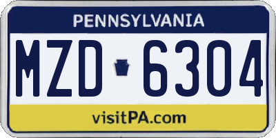PA license plate MZD6304