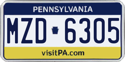 PA license plate MZD6305