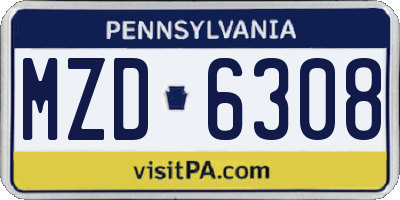 PA license plate MZD6308