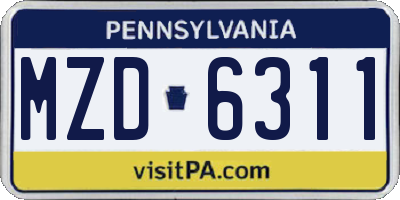 PA license plate MZD6311
