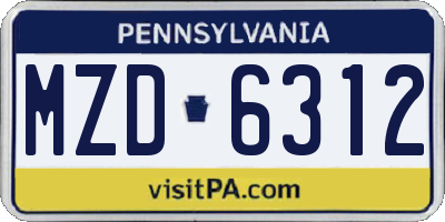 PA license plate MZD6312