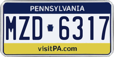 PA license plate MZD6317