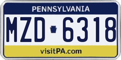 PA license plate MZD6318