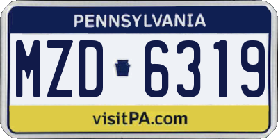 PA license plate MZD6319