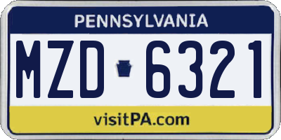 PA license plate MZD6321