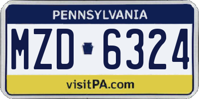 PA license plate MZD6324
