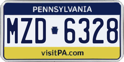 PA license plate MZD6328