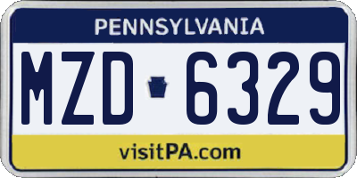 PA license plate MZD6329