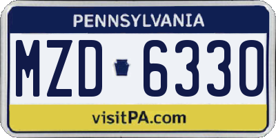PA license plate MZD6330