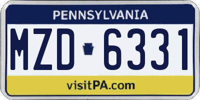 PA license plate MZD6331