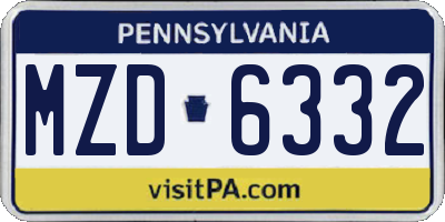 PA license plate MZD6332