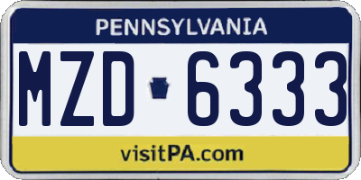 PA license plate MZD6333