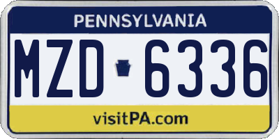 PA license plate MZD6336