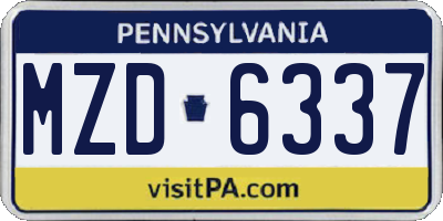 PA license plate MZD6337
