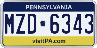 PA license plate MZD6343