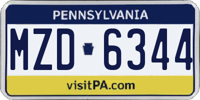 PA license plate MZD6344