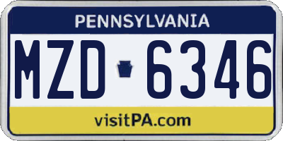 PA license plate MZD6346