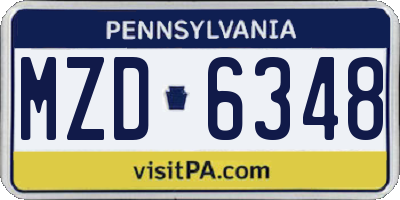 PA license plate MZD6348