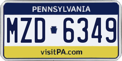 PA license plate MZD6349