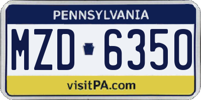 PA license plate MZD6350