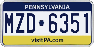 PA license plate MZD6351