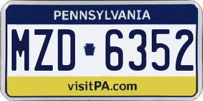 PA license plate MZD6352