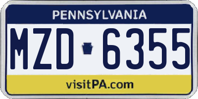 PA license plate MZD6355