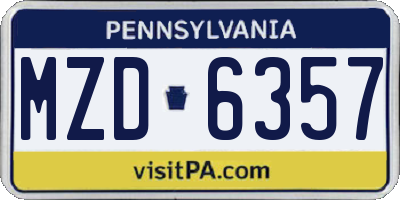PA license plate MZD6357
