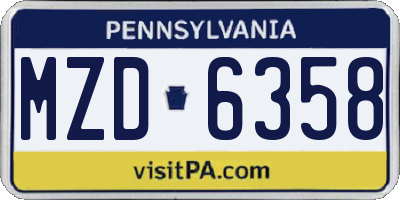 PA license plate MZD6358
