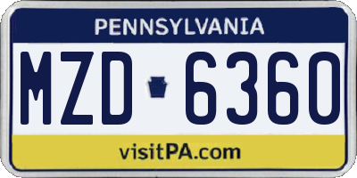 PA license plate MZD6360