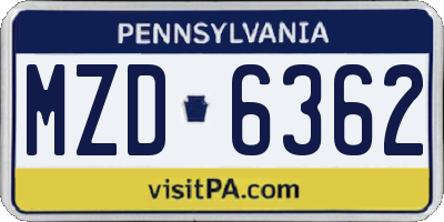 PA license plate MZD6362
