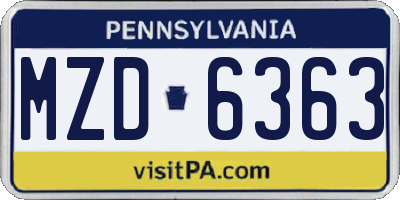 PA license plate MZD6363