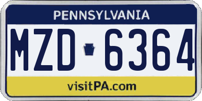PA license plate MZD6364
