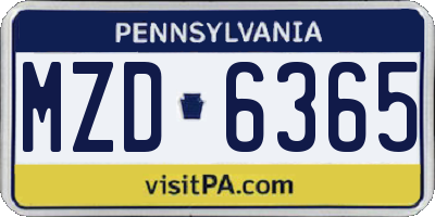 PA license plate MZD6365
