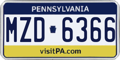PA license plate MZD6366