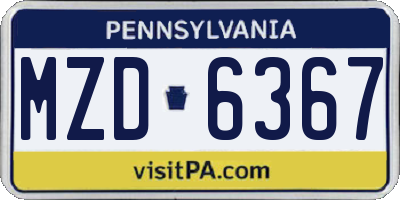 PA license plate MZD6367
