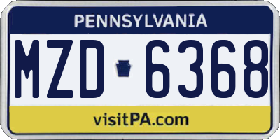PA license plate MZD6368