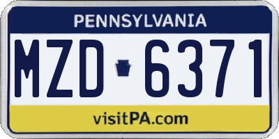 PA license plate MZD6371