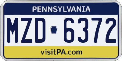 PA license plate MZD6372