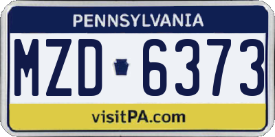 PA license plate MZD6373