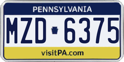 PA license plate MZD6375
